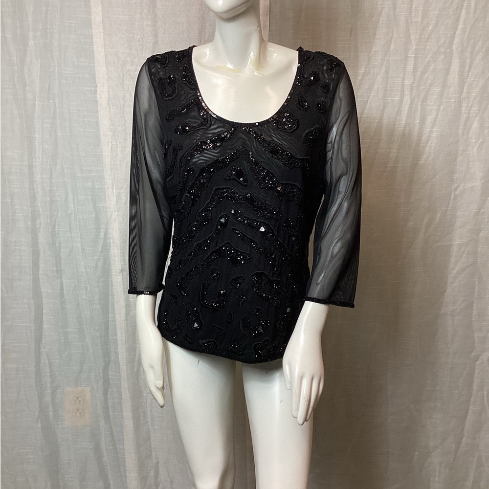 Escada Black sequined/ Beaded Evening Top; Size: 42